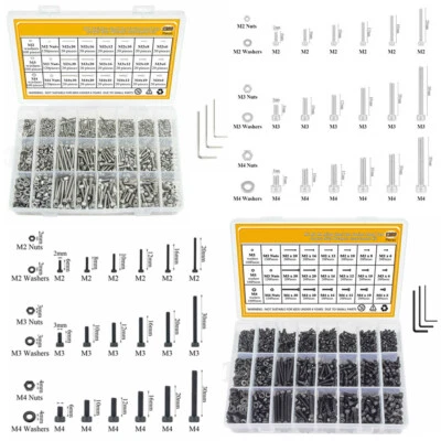 UKFAST_002 1200PCS Assorted Stainless Steel Nuts and Bolts Washers Hex Screw Socket Kit Set