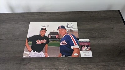 Cal Ripken Jr. Orioles Nolan Ryan Rangers Signed 11x14 Photo JSA Certified - Image 1 of 4