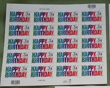 Three (3) Sheets x 20 = 60 of HAPPY BIRTHDAY 34¢,  US Postage Stamps. Sc # 3558
