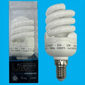 8x 12W (=60W) CFL Mini Spiral 6400K Daylight Low Energy Light Bulbs SES E14 Lamp - Picture 1 of 3