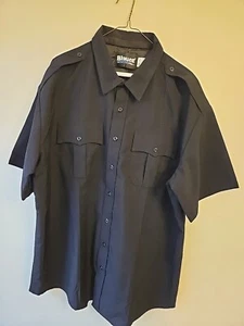 BLAUER 8910 MEN'S RAYON BLEND SHORT SLEEVE SHIRT 18-18.5 2X DARK NAVY NWOT - Picture 1 of 9