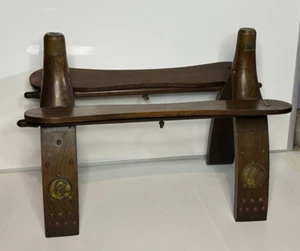 Vintage 60s 70s Mid-Century Wooden Egyptian Camel Foot Stool Seat Saddle FRAME - Picture 1 of 15