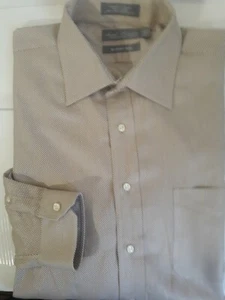 Daniel Cremieux men's 17.5 34 Richard Cotton Tan White Basketweave - Picture 1 of 5