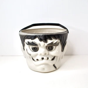 Vintage Halloween Blow Mold Frankenstein Monster Candy Pail Bucket Made in USA - Bild 1 von 8