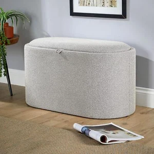 Storage Ottoman Grey Reversible Lid Table Boucle Teddy Fur Home Furniture Box - Picture 1 of 12