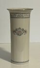 Vintage USA Lenox Charleston Vase Ivory With Silver Rim Floral Motif 6-3/4” Tall