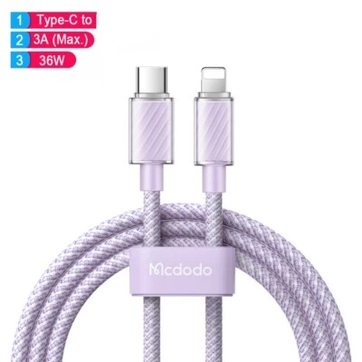 Mcdodo PD 36W USB C to iPhone Data Sync Fast Charing Cable For iPhone 14 13 12 - Image 1 of 4