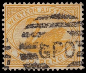 WESTERN AUSTRALIA 74 (SG113) - Black Swan "1899 Yellow" (pf83441) "GPO" - Picture 1 of 1