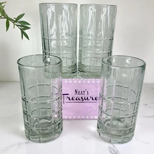 Anchor Hocking Clear MANCHESTER TARTAN Plaid Ice Tea 16oz Tumblers Glasses Set 4 - Picture 1 of 16