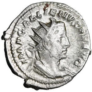 RARE Large Silver Roman Coin w COA Gallienus PAX Mediolanum CERTIFIED AUTHENTIC - Picture 1 of 5