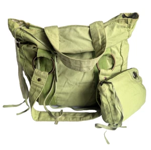 Bolso de mano Armani Exchange de lona de cuero con tiras Chartreuse verde lima $475 - Imagen 1 de 17