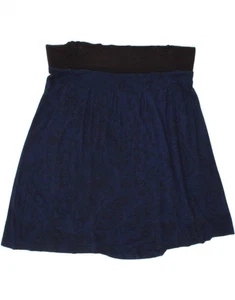 DESIGUAL Womens A-Line Skirt UK 14 Medium W32 Navy Blue Floral Viscose AS08 - Picture 1 of 3
