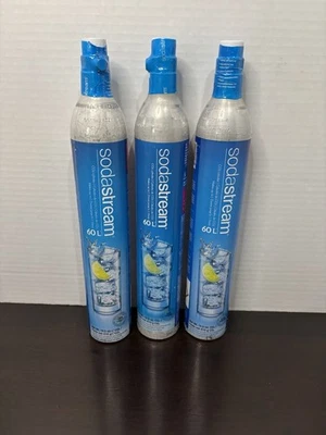(3) SodaStream 60L CO2 Cylinder Replacement Canisters Full & Sealed Screw On