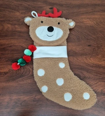 Target Wondershop Reno Peluche Navidad Medias Marrón Pompones 18” 2019 Foto 1 de 4