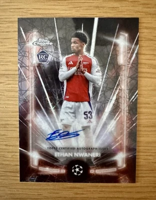 2024-25 Topps Chrome UEFA Black Lazer Autographs #BLA-EN Ethan Nwaneri RC Auto - Image 1 of 2