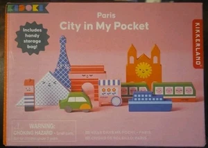 Kikkerland Kidoki City In My Pocket PARIS 9 Wooden Pieces In Cotton Bag - Picture 1 of 2