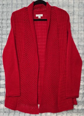Cárdigan suéter ligero tejido rojo Kim Rogers para mujer PM frente abierto acanalado Foto 1 de 4