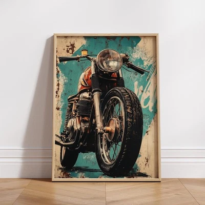 Vintage Cafe Racer Poster – Retro Motorcycle Wall Art Print, Garage Decor - Image 1 of 3