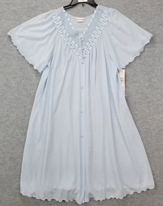 Shadowline Spitzen Morgenmantel hellblau Flatter knielang Knöpfe Damen L Neu mit Etikett - Bild 1 von 15