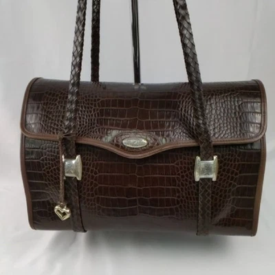 Brighton шоколад крокодила выбитая кожа наплечная сумка / портфель  - Изображение 1 из 4