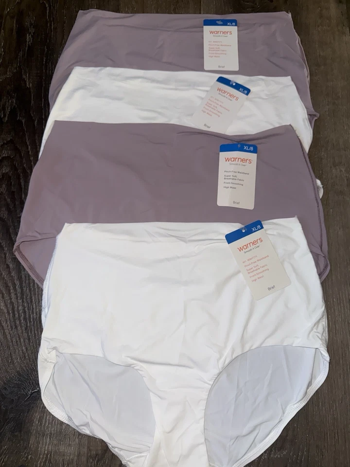 Warners Womens Brief Underwear Panties Nylon Smooth Over High Waist 4-Pair ~ XL - Image 1 of 4