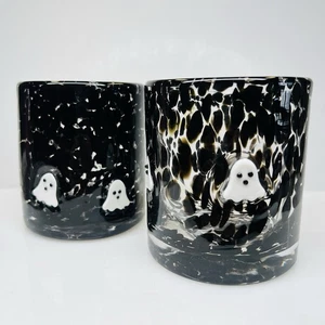 NEW Anthropologie Dupe HALLOWEEN GHOST Icon Juice Glass Whiskey mystic SET OF 2 - Picture 1 of 4