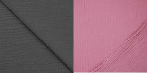 Musselin Paket 2 Stoffe je 1 m + 1,35 m Breite Grau + Old Rose Double Gauze - Bild 1 von 1