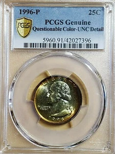 1996 P Washington Eagle Quarter Toned PCGS UNC Detail 7396 - Picture 1 of 3