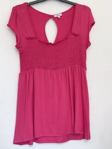 Ausgefallenes Jersey-Top Papaya Cerise rosa hinten Größe 14 - Bild 1 von 4