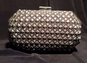H&M Small Hard Rhinestones Studs Clutch With Chain Removable Strap - Picture 1 of 7