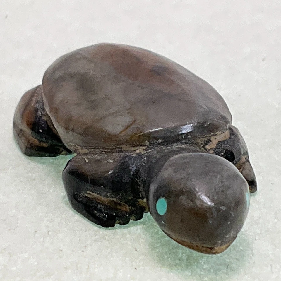 Tortuga de Piedra Zuni Tallada a Mano 2" - Firmado Brian Yatsattie Foto 1 de 4