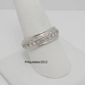 MENS 1CT NATURAL DIAMOND WEDDING BAND BRIDAL RING 10K WHITE GOLD - Picture 1 of 13