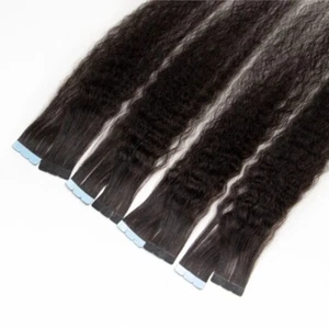 Kinky 20pcs Micro Adhesive Thin Mini Tape in 100% Remy  Human Hair Extension - Picture 1 of 21