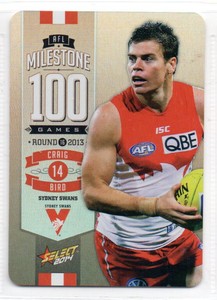 2014 AFL SELECT MILESTONE (100 GAMES) CARD - MG74 Craig BIRD (SYDNEY)