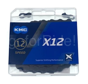 New KMC X12 12 Speed Black Bike Chain 126L fit SRAM Shimano - Picture 1 of 8