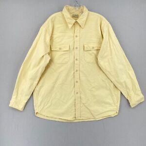 Vintage LL Bean Chamois Flannel Work Shirt Mens 17.5 Long Yellow Long Sleeve USA