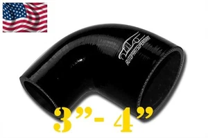 4 Ply Silicone 90 Degree Reducer Elbow Turbo Hose 76mm-102mm 3"- 4" Black - Bild 1 von 6