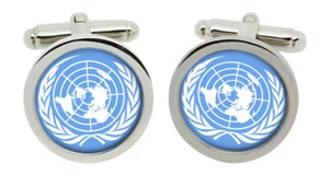 United Nations Round Cufflinks in Box - Picture 1 of 5