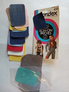 Vintage Bondex Blue Denim 1Pack- 4 Patches 5" x 5 1/4" - Picture 1 of 6