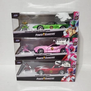 JADA Toys Power Rangers 1:24 Cars Green, Pink & Red Ranger Bundle Lot Of 3 New  - Picture 1 of 9