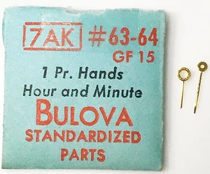 Bulova 7AK GF15 Vintage Gold Hour and Minute Hands #63-64 NOS Original Package - Imagen 1 de 6