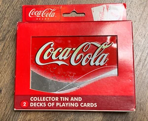 Coca-Cola Collector Tin & Two Decks of Playing Cards NEW USA Made Bicycle - Picture 1 of 9