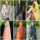Women Vintage Indian Style Flower Cotton Linen Scarf Ladies Shawls Scarves Wrap