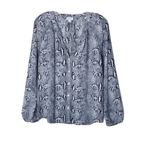 J. Camisa Crew Mujer Grande Gris Negro Blanco Piel de Serpiente Botón Manga Larga - Imagen 1 de 16
