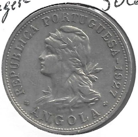 1927 ANGOLA (PORTUGESE) 50 CENTAVOS , XF Cover