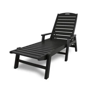 POLYWOOD Nautical Outdoor Chaise Lounge with Arms, Stackable - Picture 1 of 27