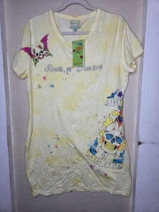 Sour N Cream Tshirt Kleid Batik Totenkopf Perlen gelb Damen Gr. 2XL Farben Farbe - Bild 1 von 9