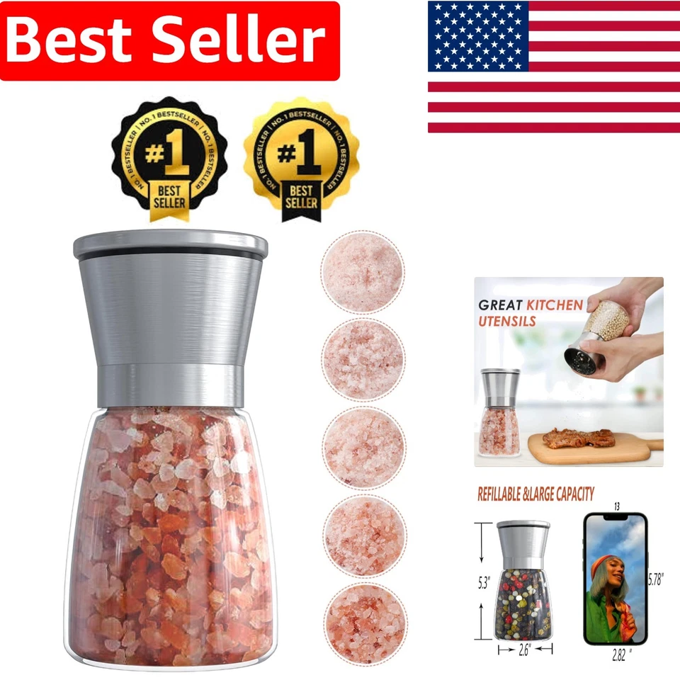 Ebaco Original Stainless Steel Salt or Pepper Grinder - Top Spice Mill With Cera