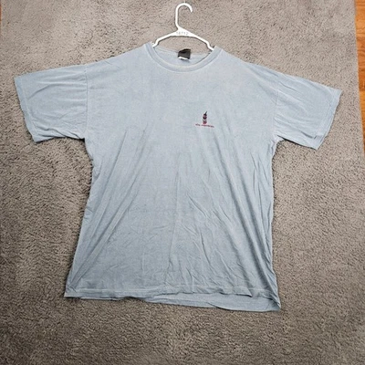 BARE RISK Everything 刺绣图形 T 恤蓝色男式 XL — 第 1/4 张图片