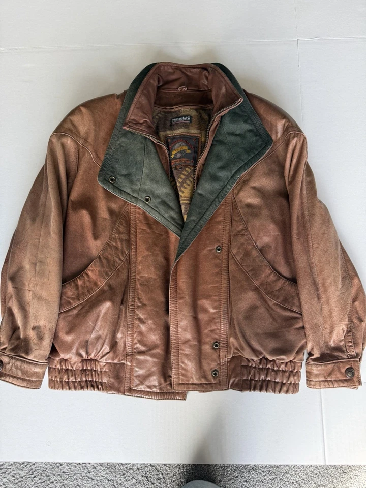 Chaqueta Bomber De Colección Wilsons Adventure Encuadernada Cuero Marrón Gamuza Aislante Para Hombres M Foto 1 de 4